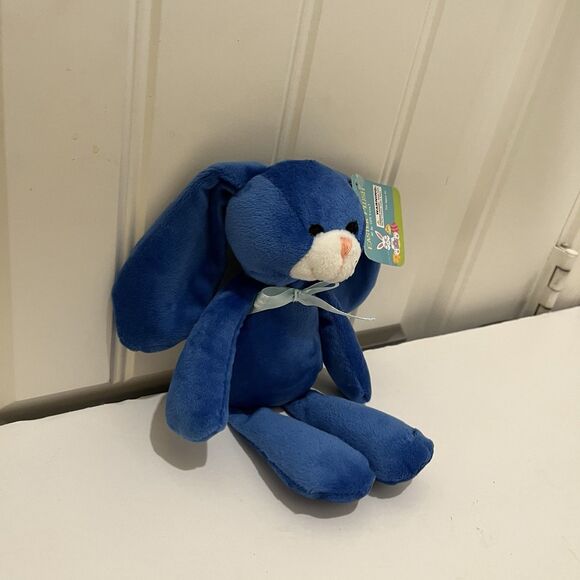 Rich Pacific Limited Blue Easter Bunny Plush Rabbit Floppy Ears 10" Stuffed Toy - Picture 4 of 10